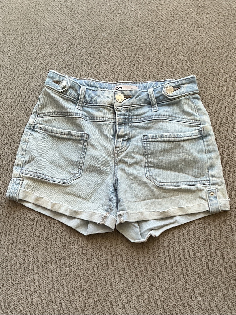 SO Light Blue Denim Patch Pocket Shorts